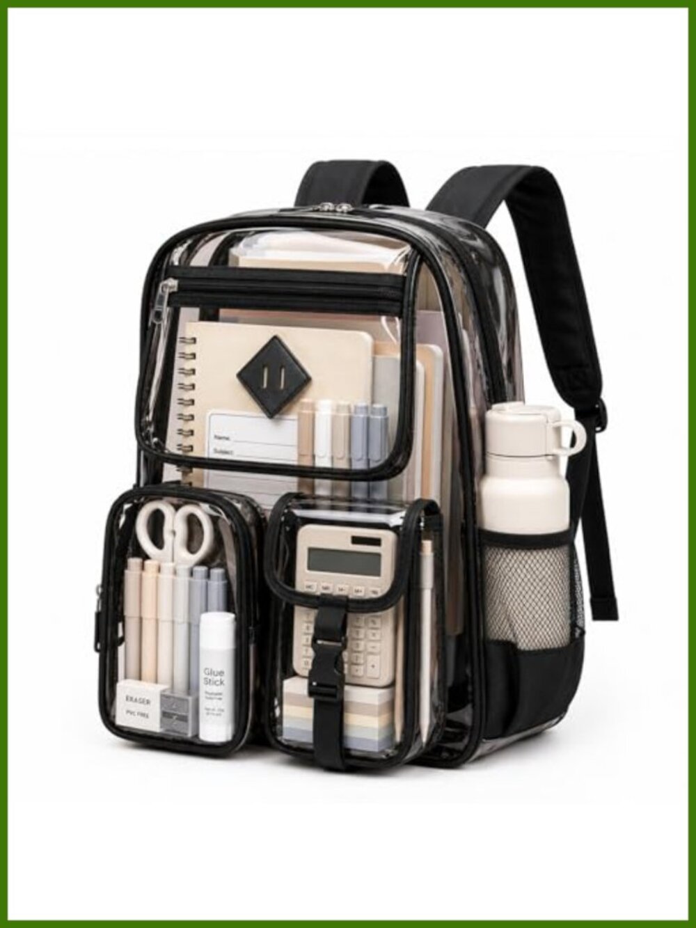 Heavy Duty PVC Clear Backpack Transparent Bookbag Stadium Approved